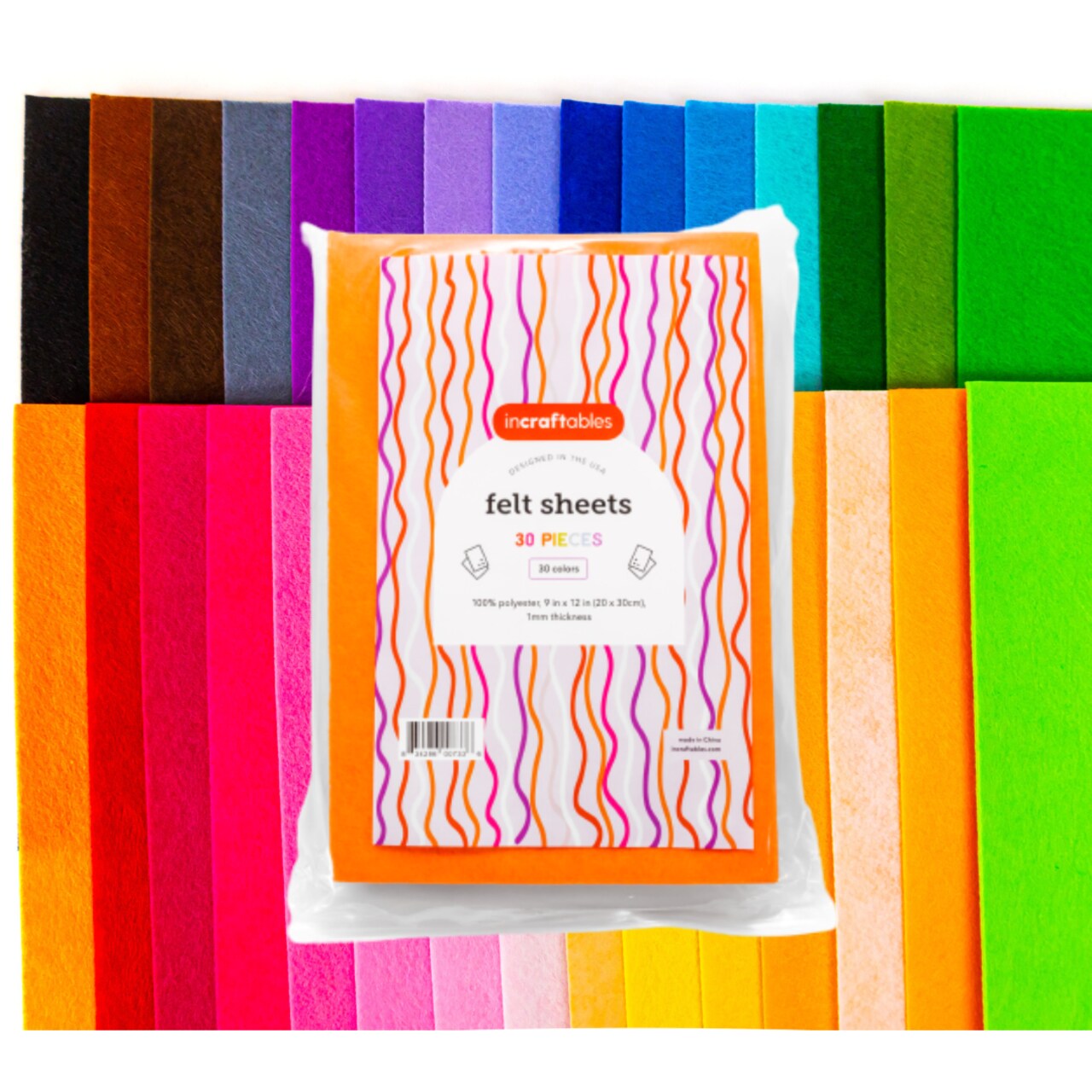 Incraftables Felt Sheets for Crafts (30 pieces). Best Colored Felt Fabric Sheets (1mm Thick). Assorted Stiff Felt Sheets Paper Pack of 30 Colors (9” x 12”) for DIY Decorations & Sewing Projects